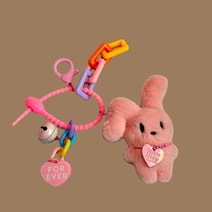Pink Plush Bunny Keychain